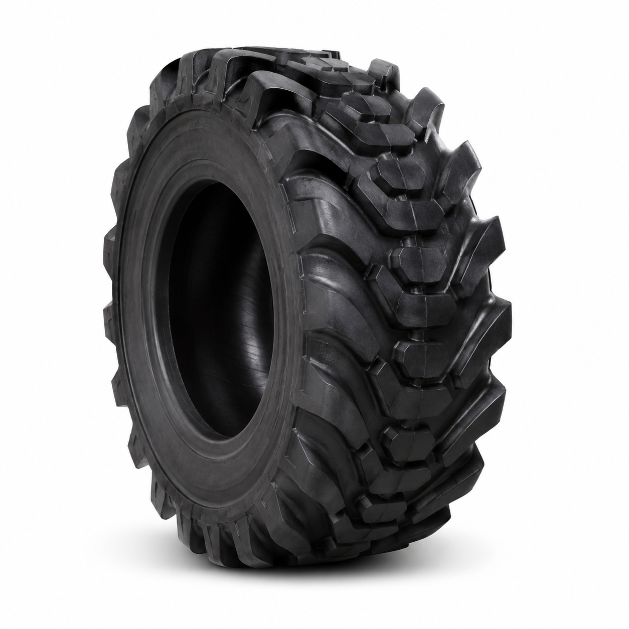 Unbranded heavy forestry tyre on a white background