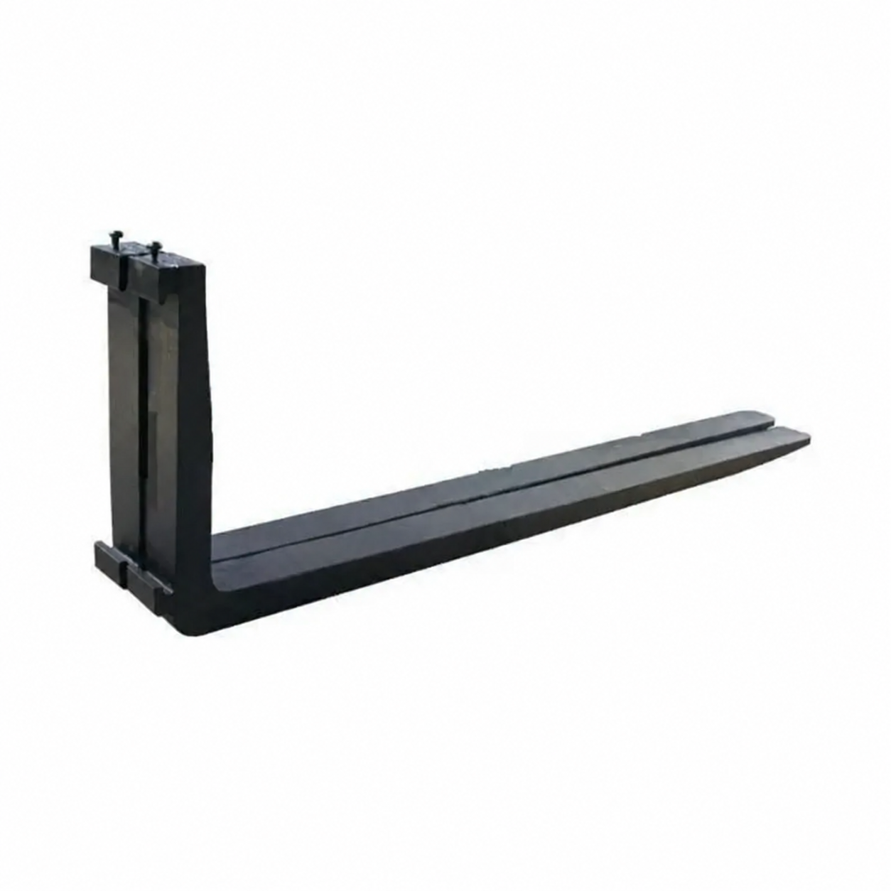 Unbranded black forklift fork assembly on a white background