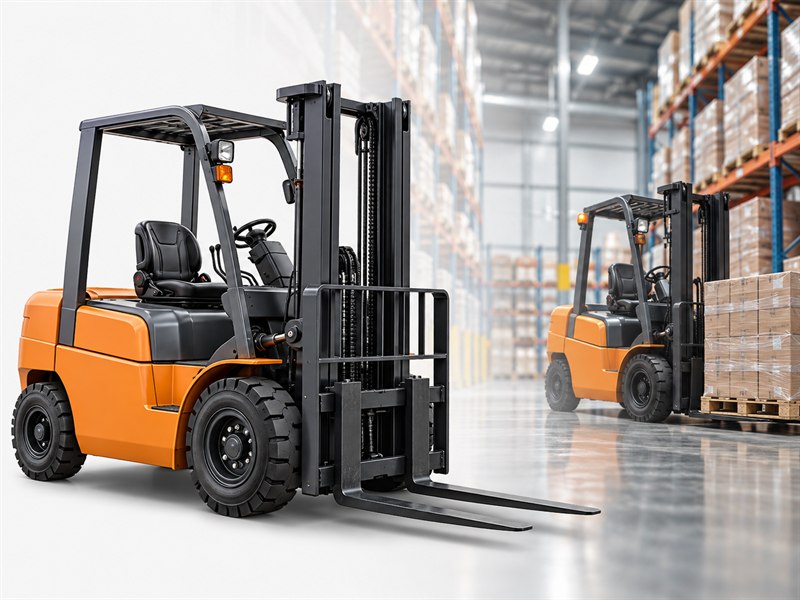 Counterbalance forklift with a warehouse application scene