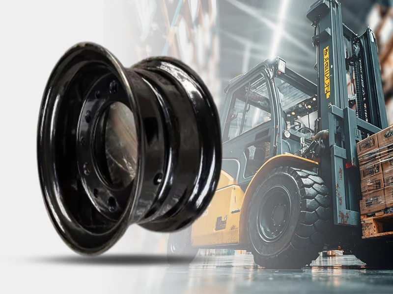 Industrial wheel rims with a forklift application