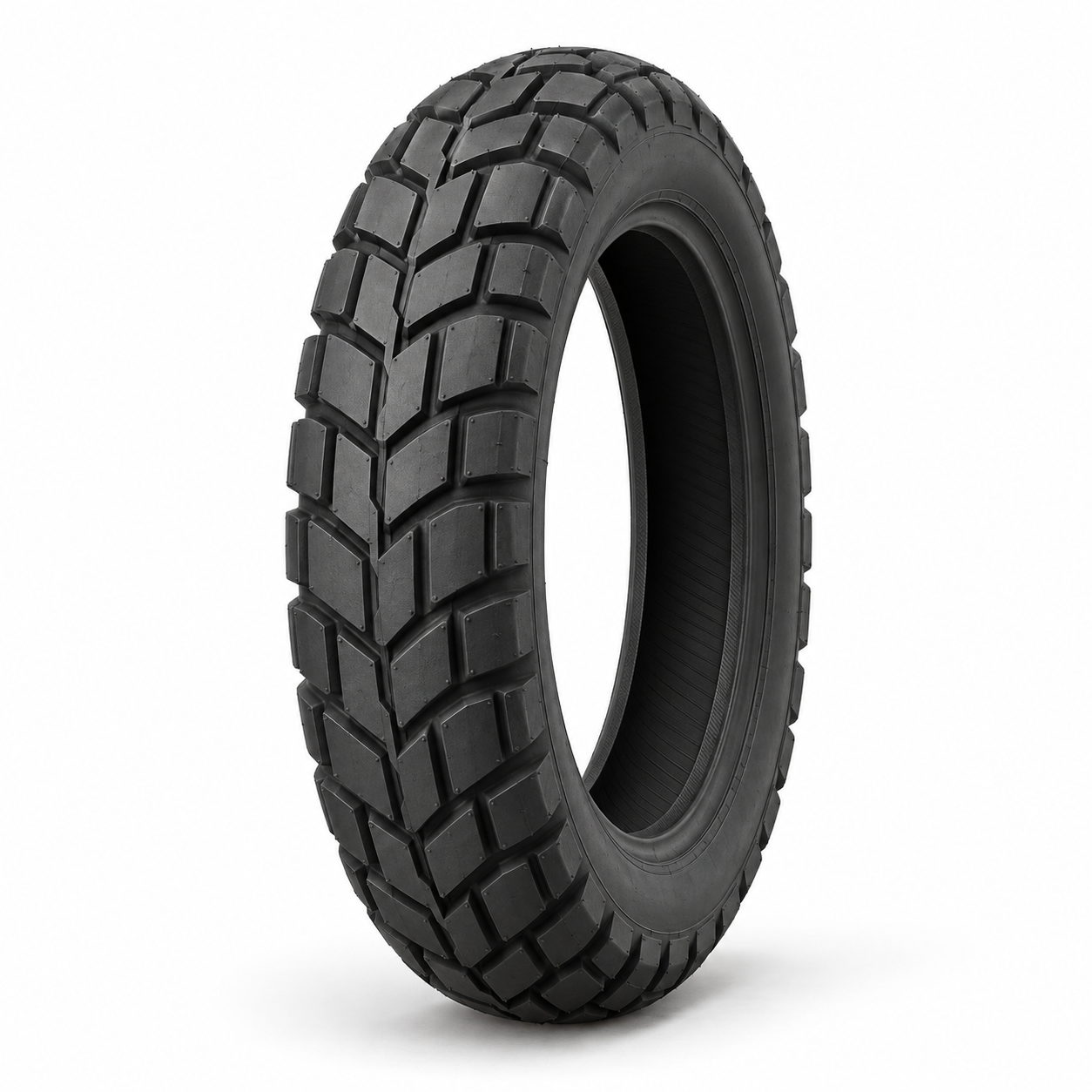 Unbranded compact scooter motorcycle tyre on a white background