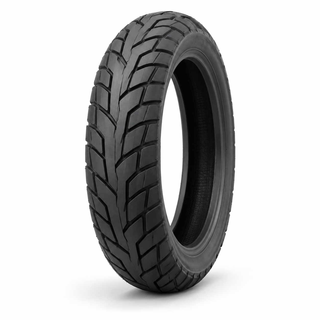 Unbranded frequent-use motorcycle tyre on a white background