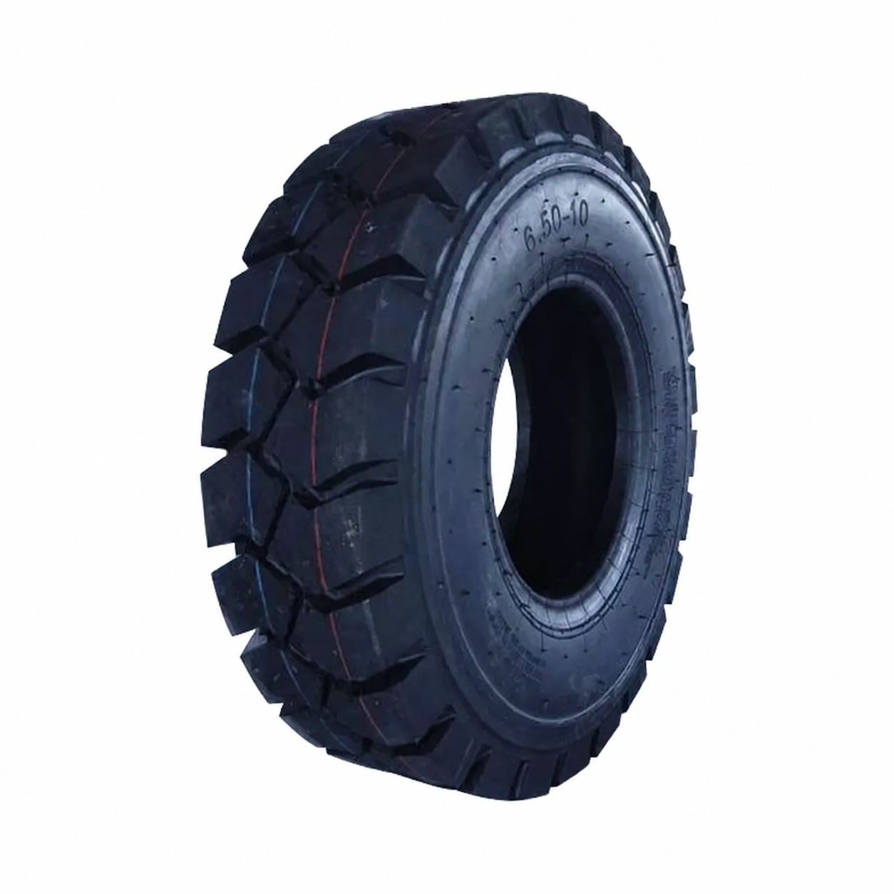 Pneumatic forklift tyre on a white background