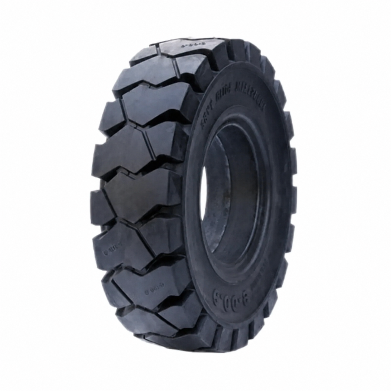 Black clip-on forklift solid tyre on a white background