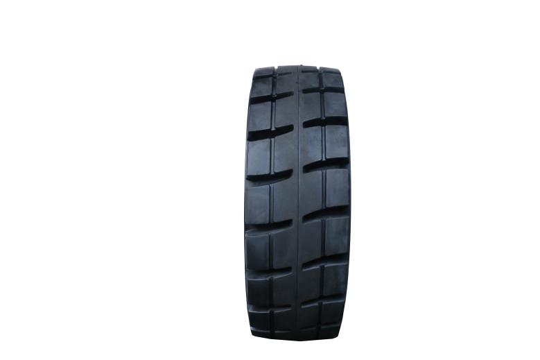 Front tread view of an industrial solid forklift tyre