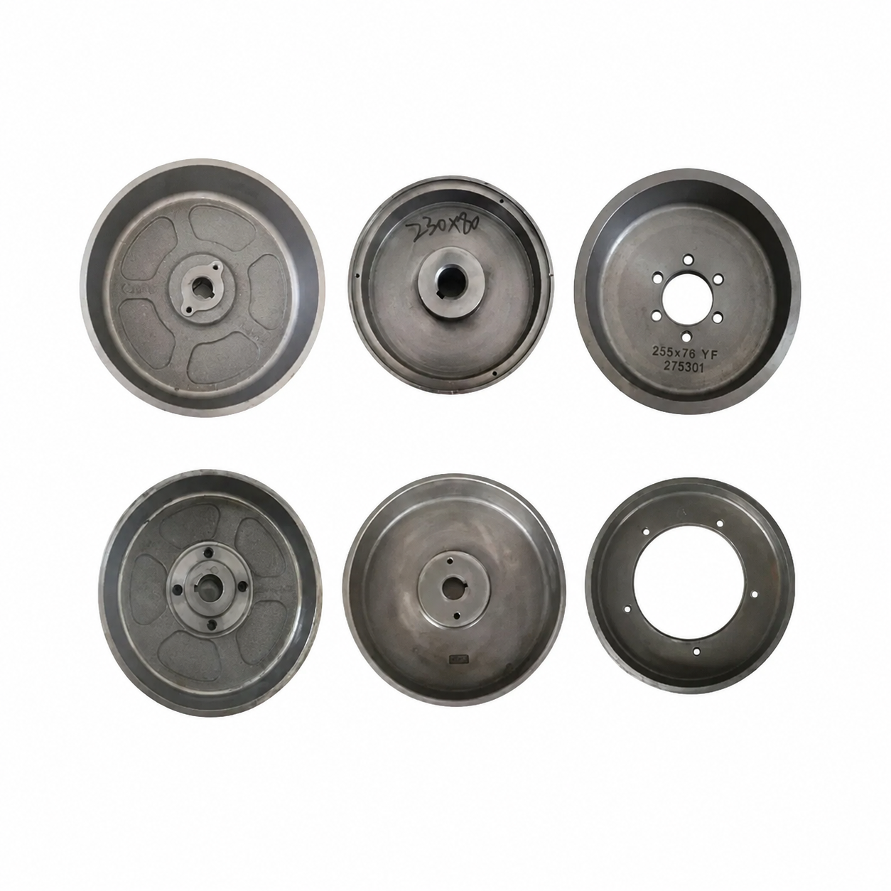 Six lifting-platform wheel configurations on a white background