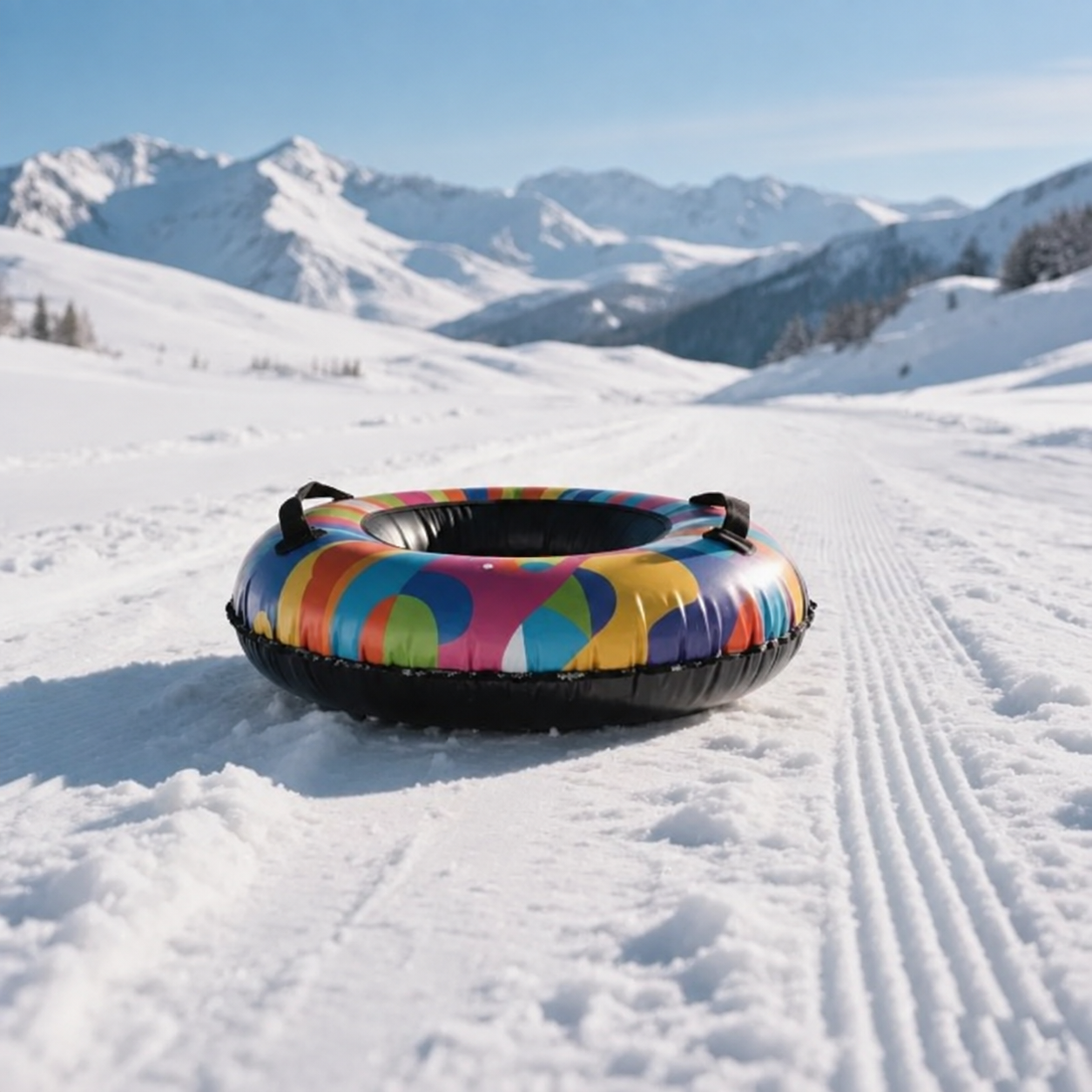 Unbranded inflatable snow tubes on a white background