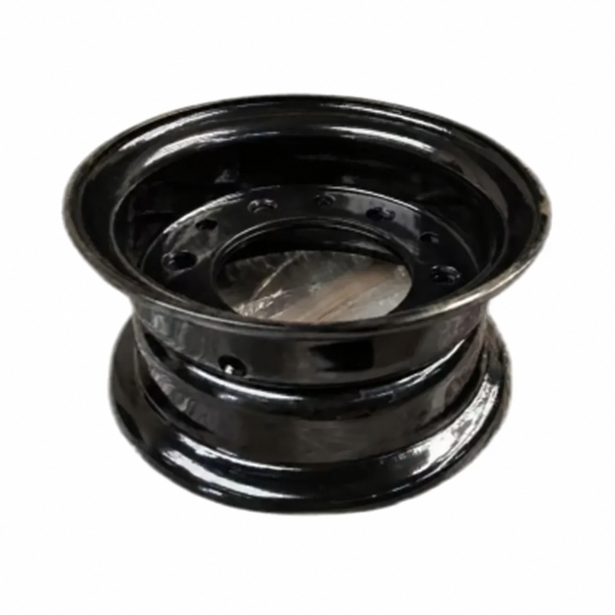 Unbranded black forklift wheel on a white background